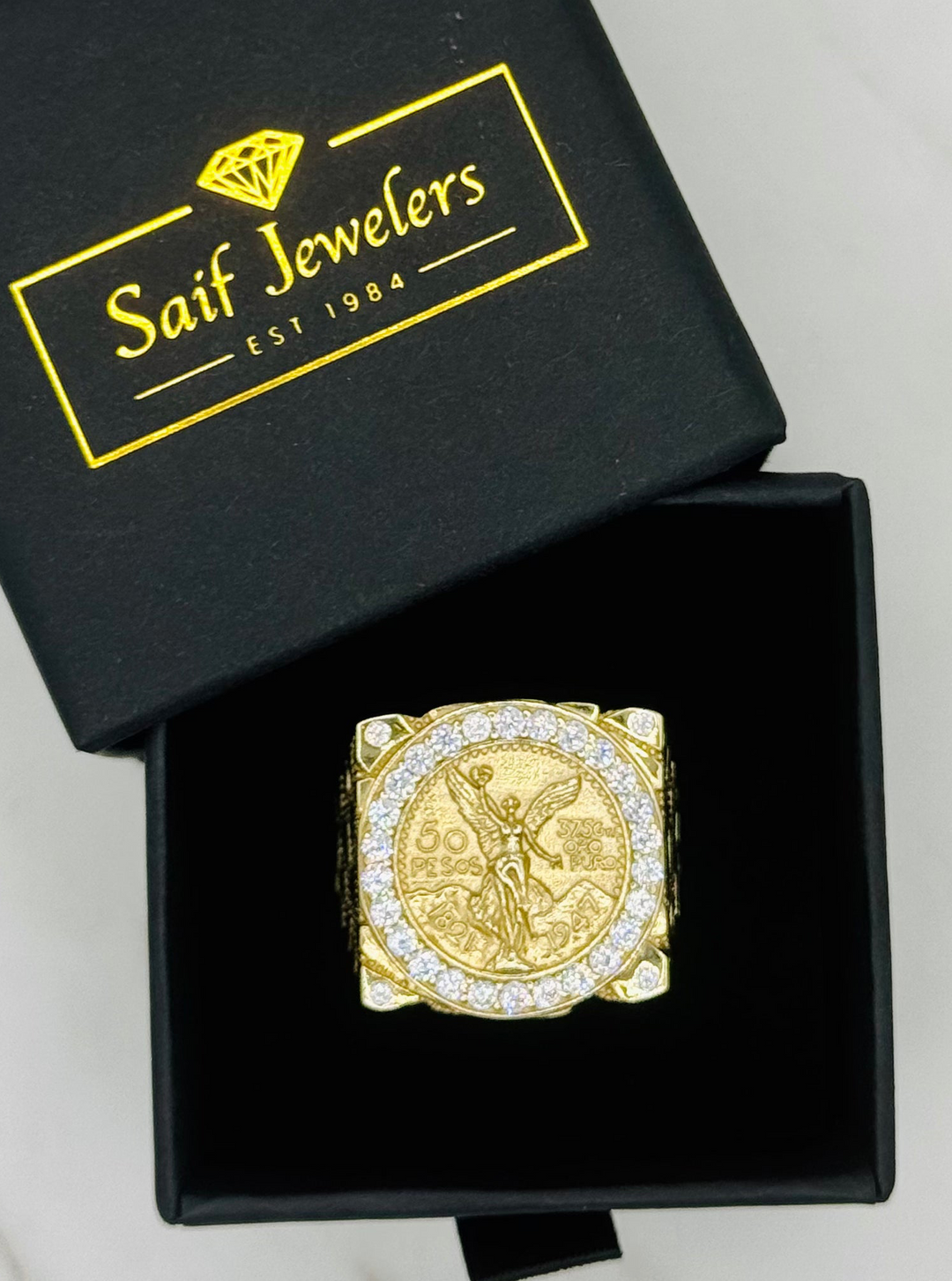 10K GOLD CZ NUGGET RING 50 PESOS RING