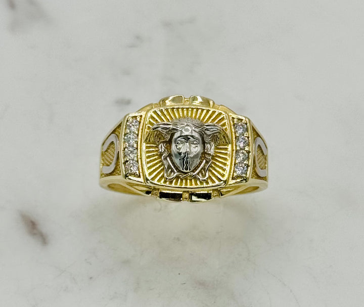10K GOLD CZ MEDUSA HEAD RING