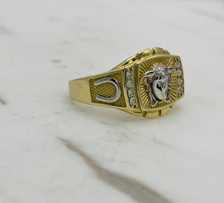 10K GOLD CZ MEDUSA HEAD RING