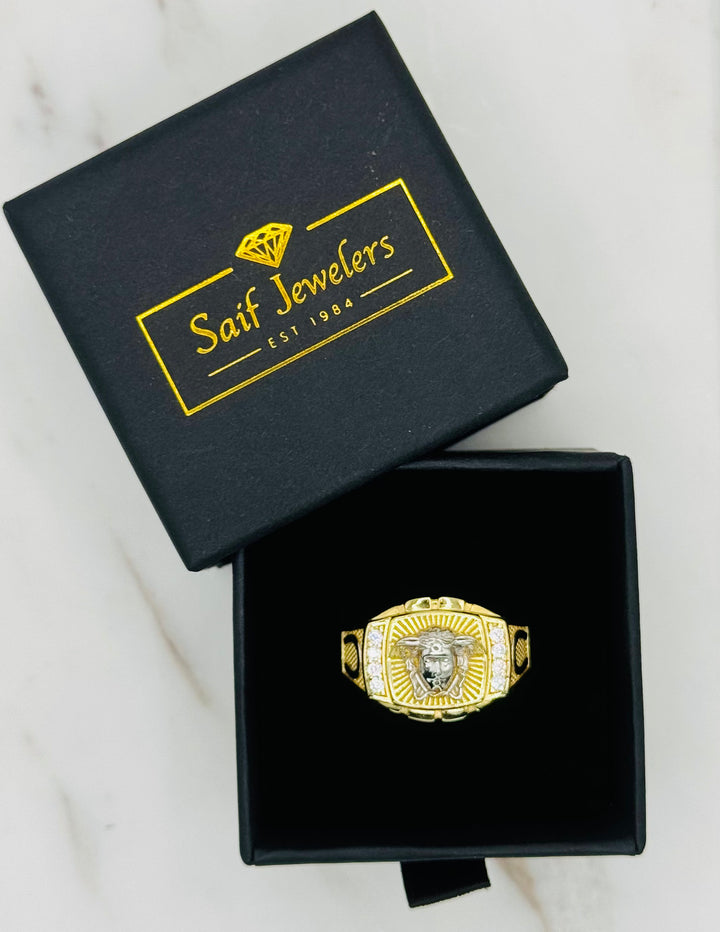 10K GOLD CZ MEDUSA HEAD RING