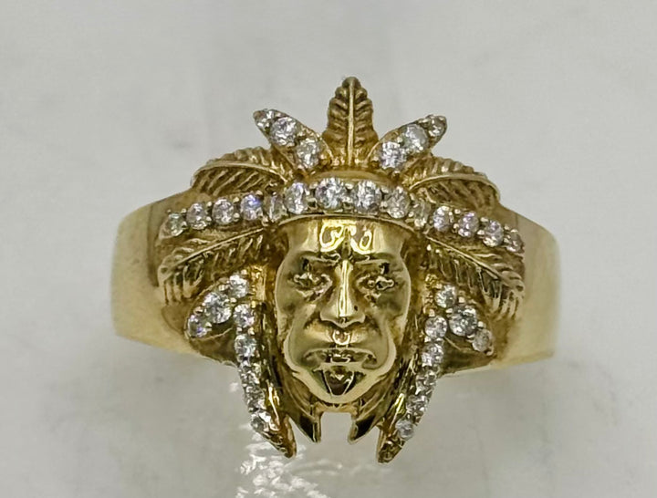 10K GOLD CHIEF HEAD CZ RING
