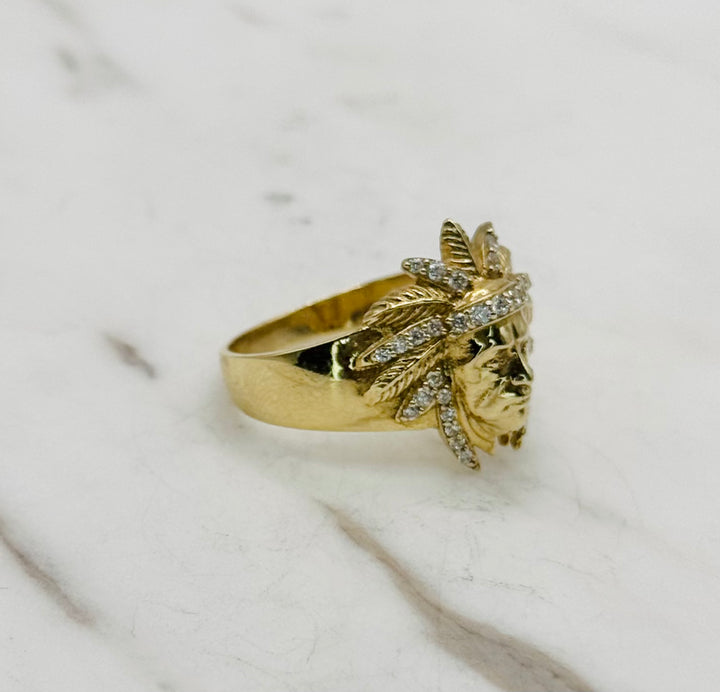 10K GOLD CHIEF HEAD CZ RING