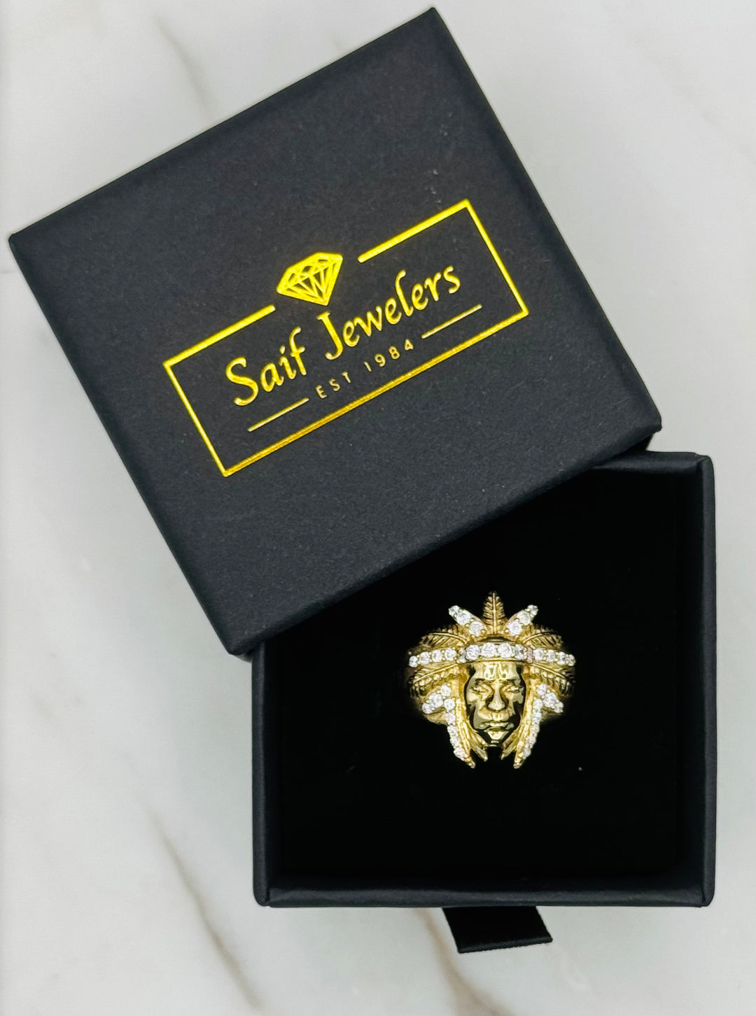 10K GOLD CHIEF HEAD CZ RING
