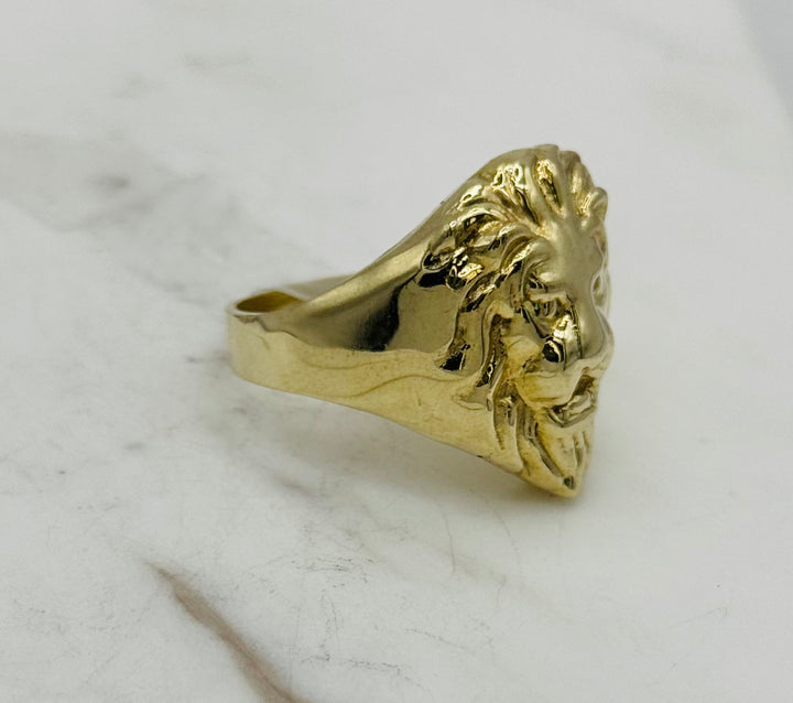 10K GOLD LION HEAD 3D RING