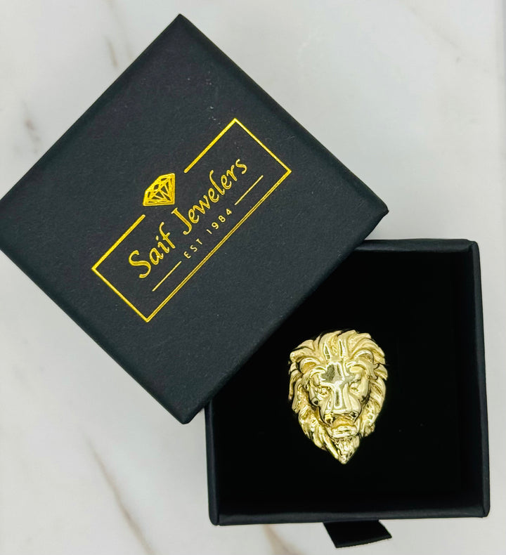 10K GOLD LION HEAD 3D RING
