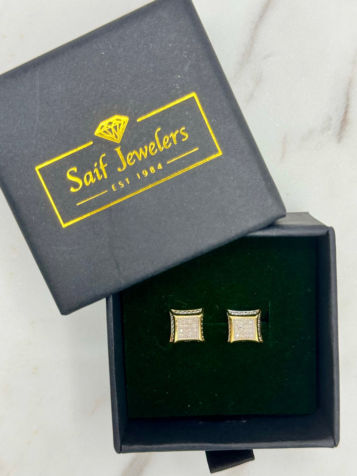 10K GOLD SQUARE DIAMOND STUDS