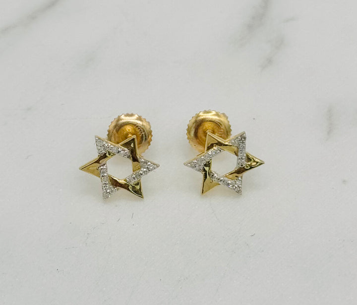 10K GOLD STAR DIAMOND STUDS