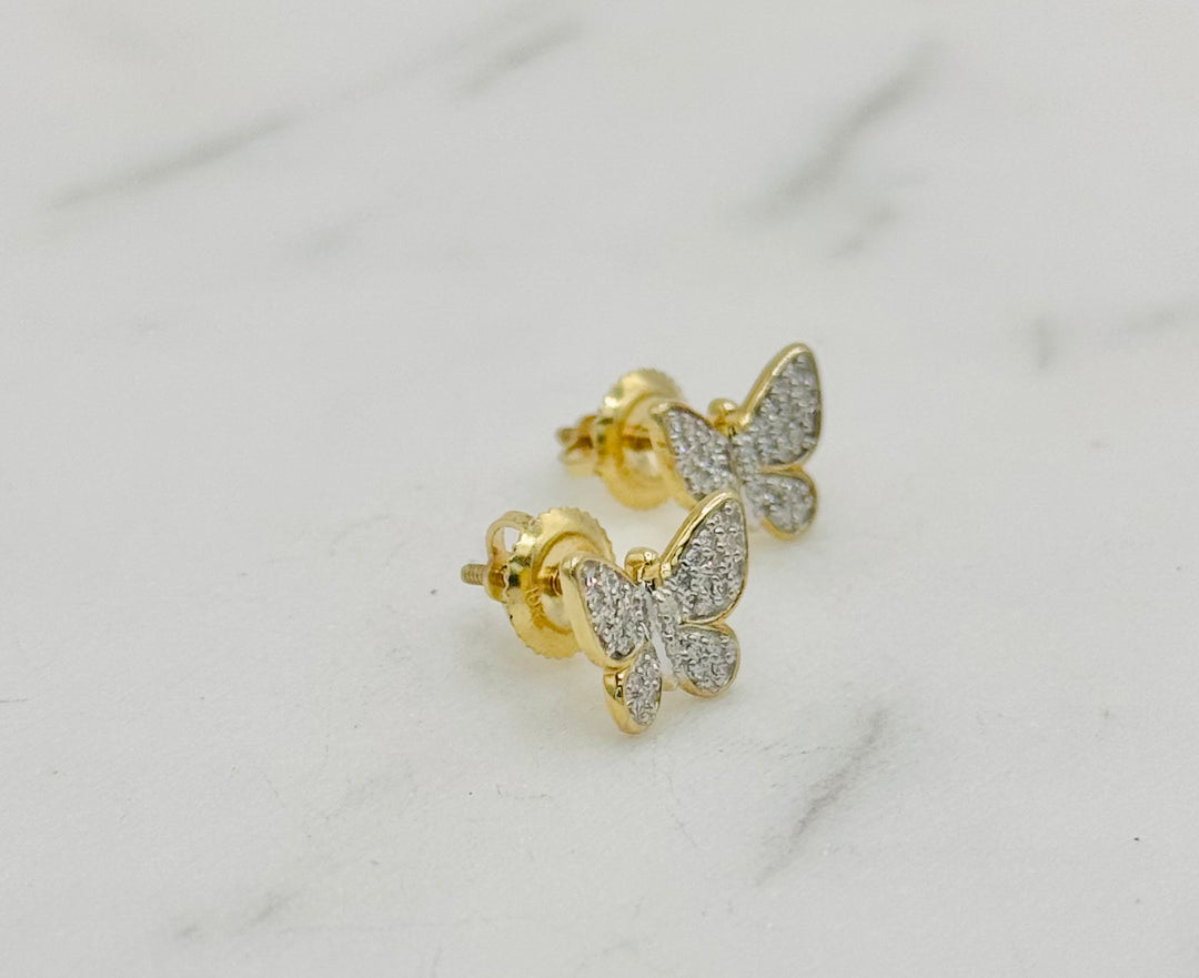10K GOLD BUTTERFLY DIAMOND STUDS