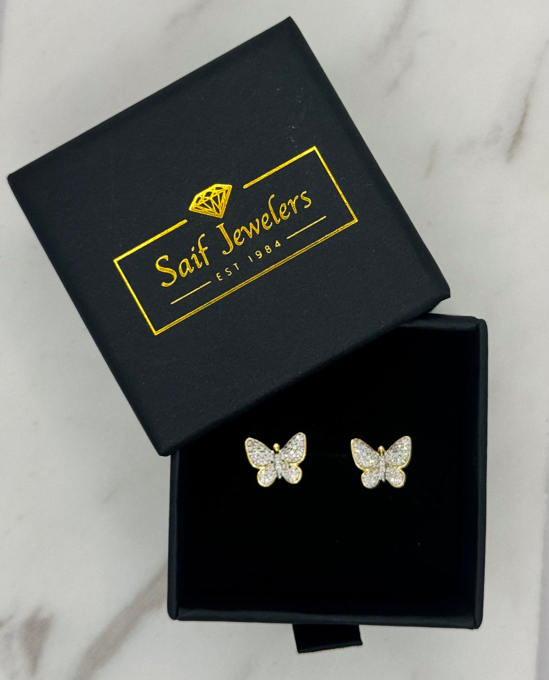 10K GOLD BUTTERFLY DIAMOND STUDS
