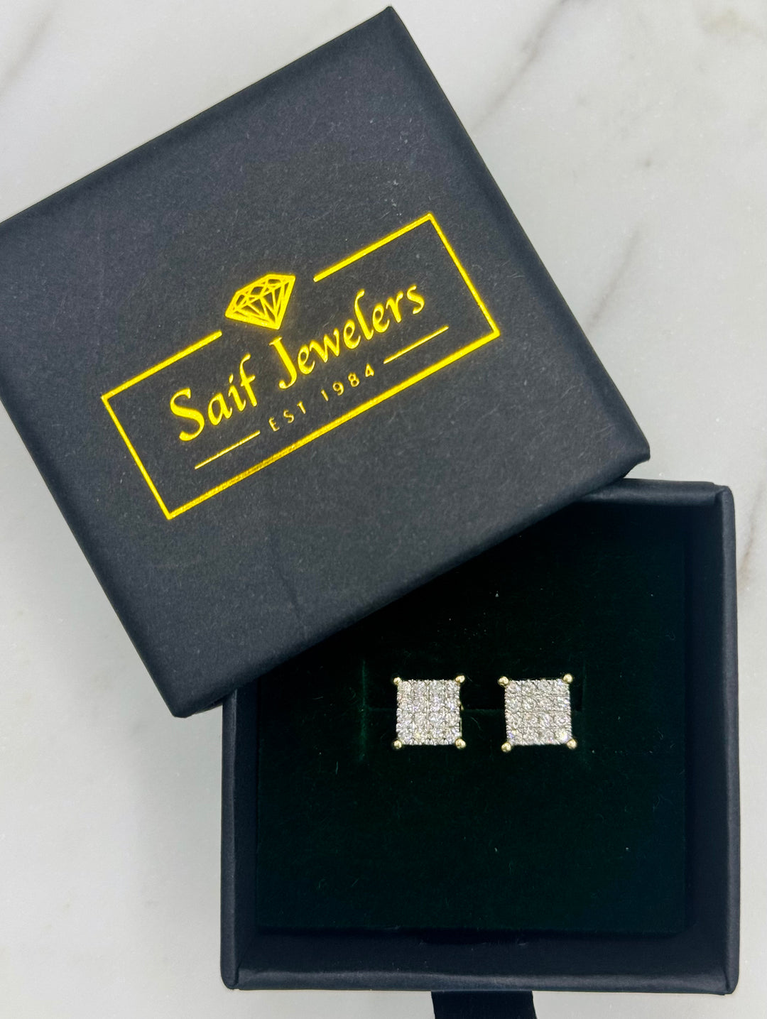 10K GOLD SQUARE DIAMOND STUDS
