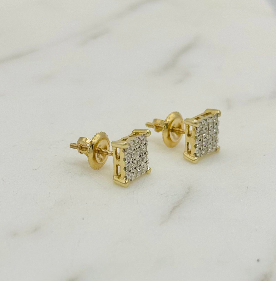 10K GOLD SQUARE DIAMOND STUDS