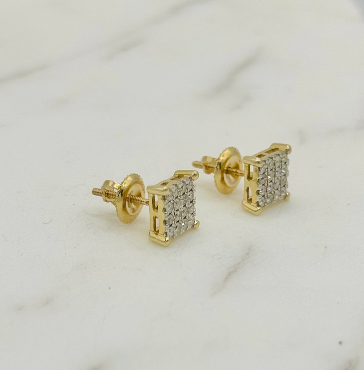 10K GOLD SQUARE DIAMOND STUDS