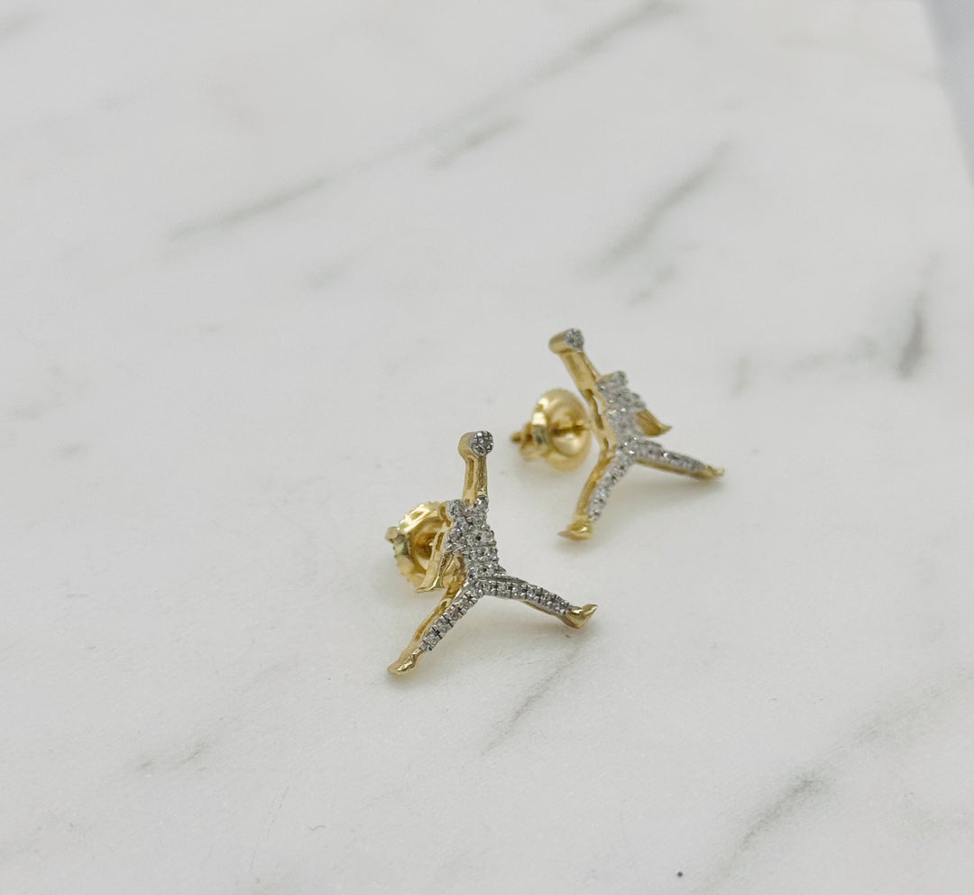 10K GOLD JUMP MAN DIAMOND STUDS