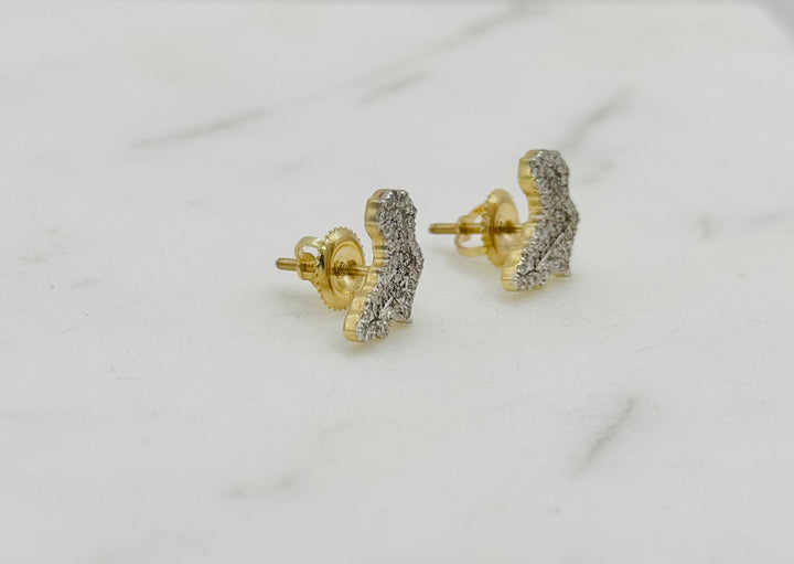 10K GOLD AFRICA MAP DIAMOND STUDS