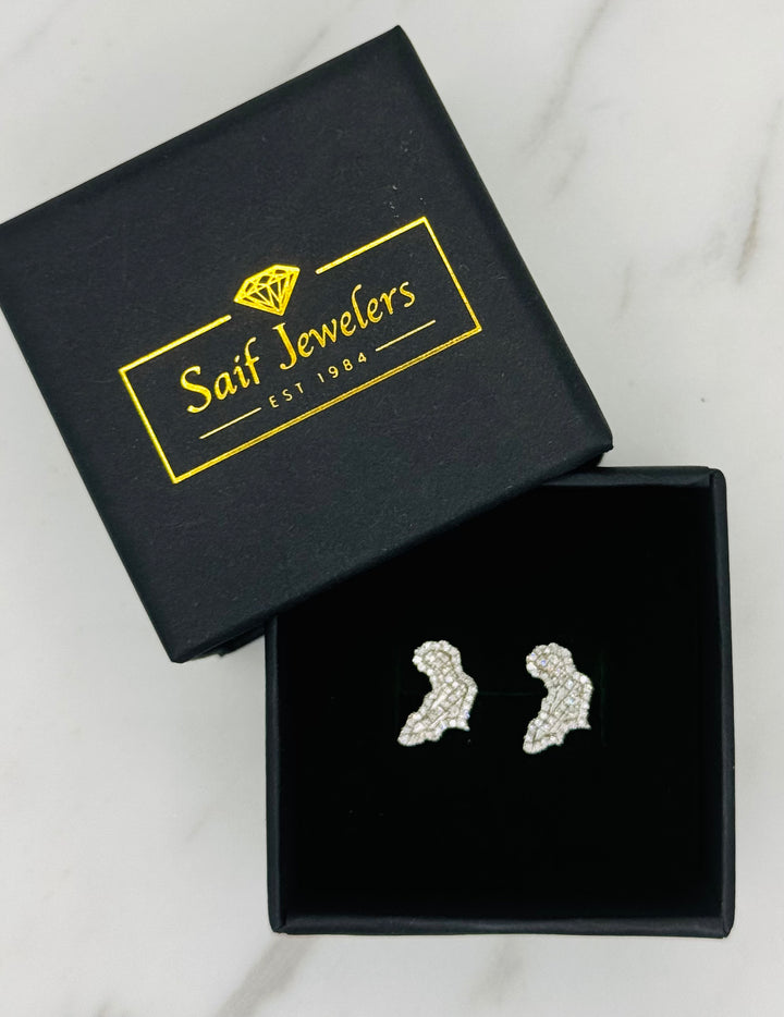 10K GOLD AFRICA MAP DIAMOND STUDS