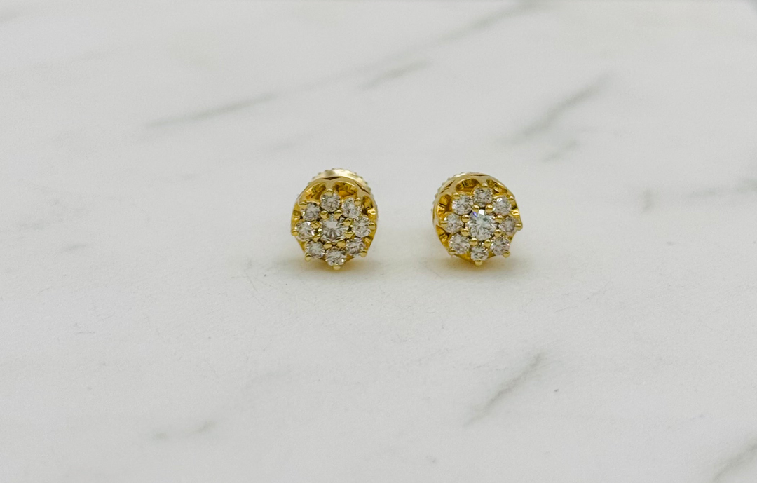 10K GOLD FLOWER DIAMOND STUDS