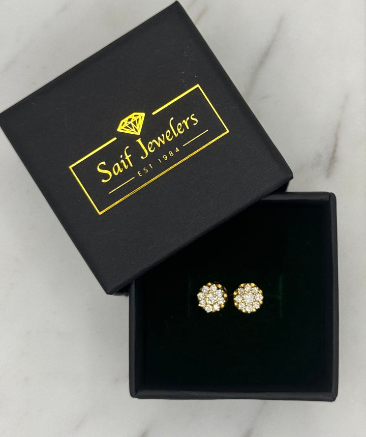 10K GOLD FLOWER DIAMOND STUDS