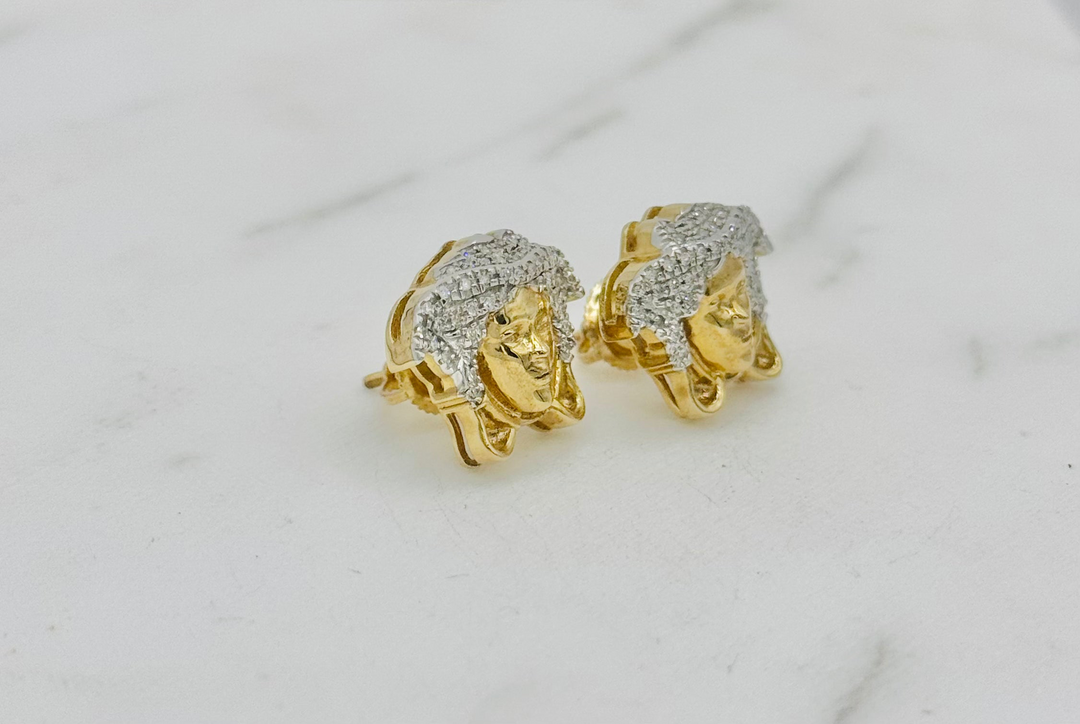 10K GOLD MEDUSA HEAD DIAMOND STUDS