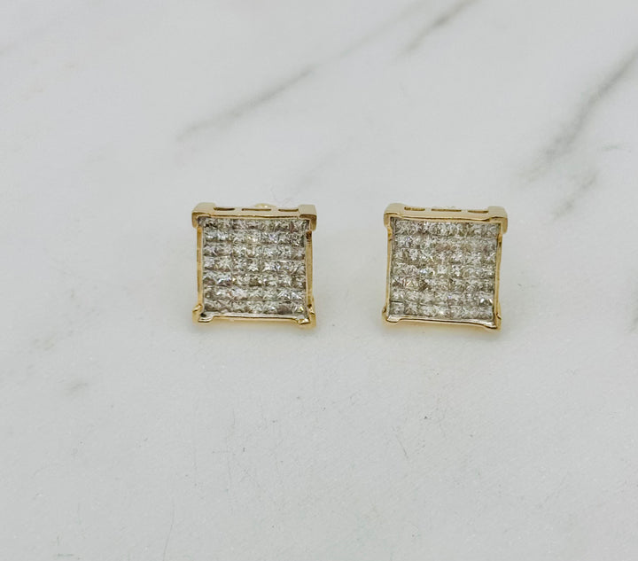 14K GOLD SQUARE DIAMOND STUDS