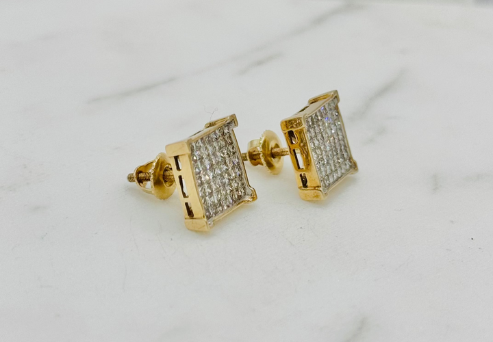 14K GOLD SQUARE DIAMOND STUDS