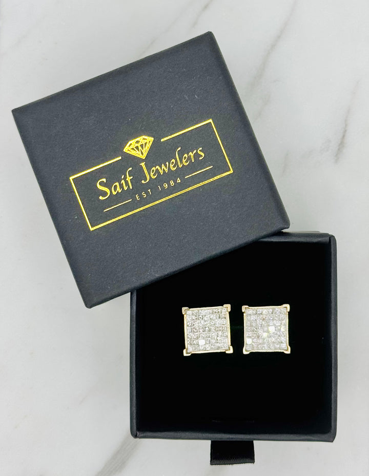 14K GOLD SQUARE DIAMOND STUDS