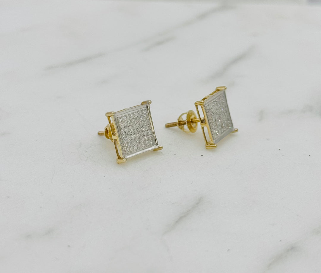 10K GOLD SQUARE DIAMOND STUDS