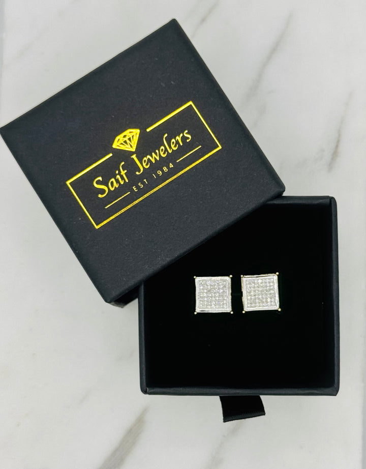 10K GOLD SQUARE DIAMOND STUDS