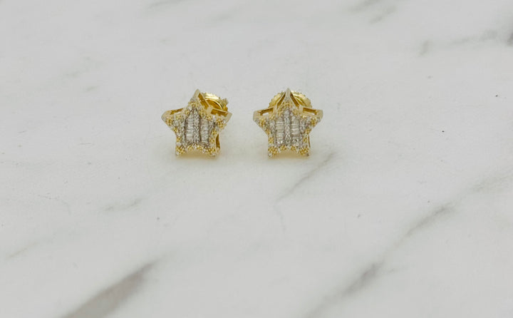10K GOLD STAR DIAMOND STUDS