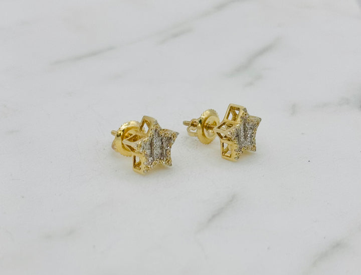 10K GOLD STAR DIAMOND STUDS