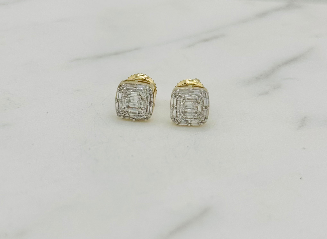 10K GOLD SQUARE DIAMOND STUDS