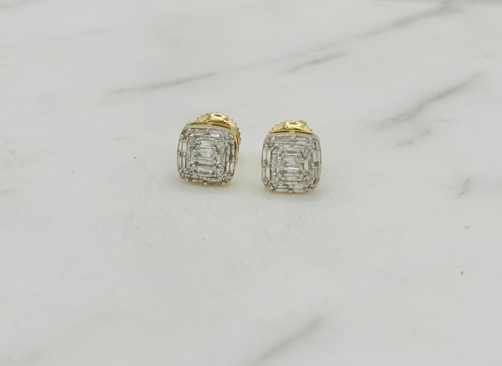 10K GOLD SQUARE DIAMOND STUDS
