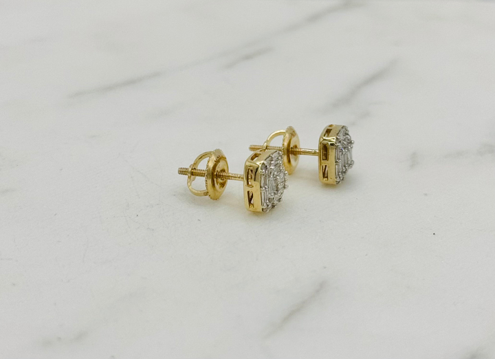 10K GOLD SQUARE DIAMOND STUDS
