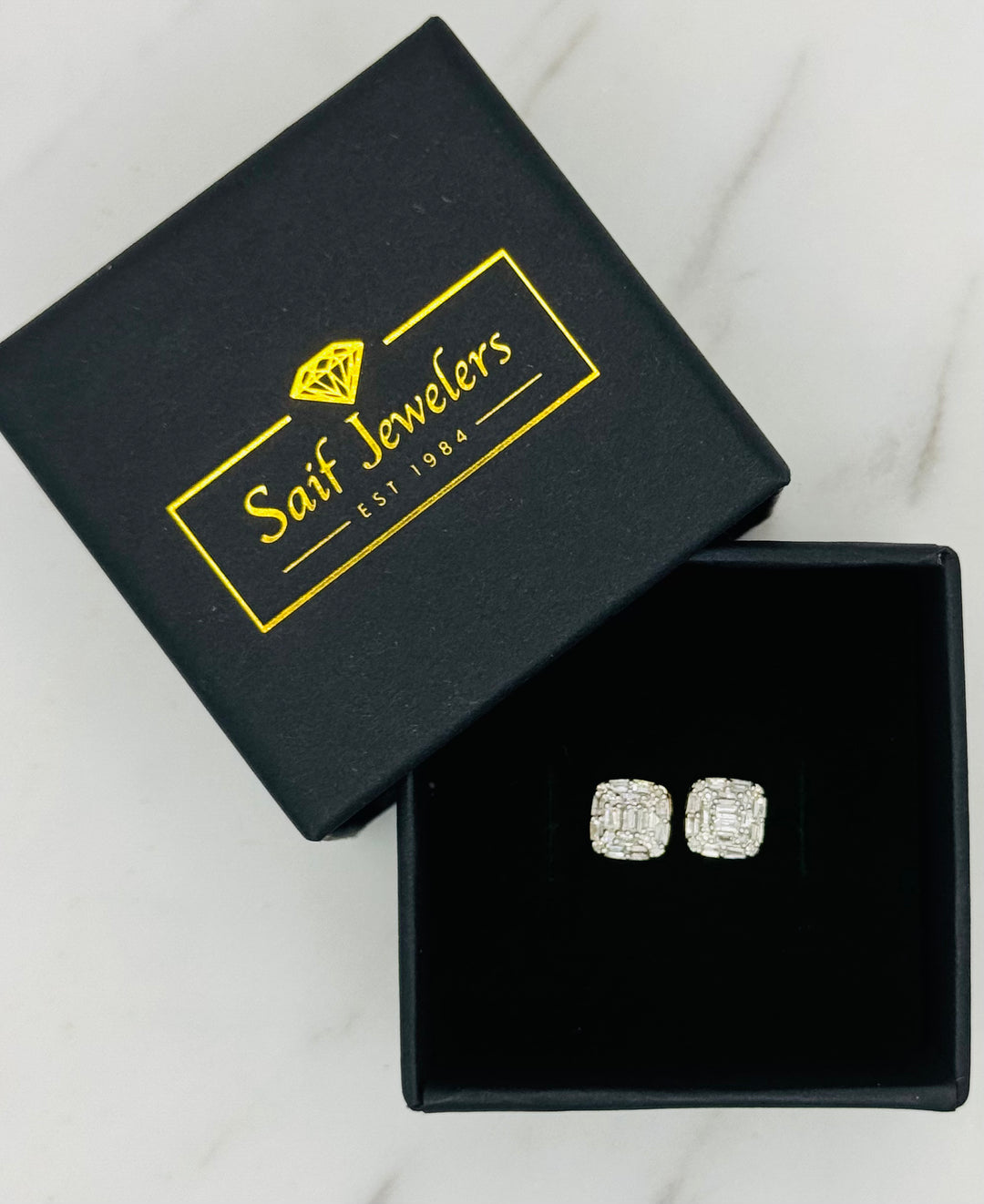 10K GOLD SQUARE DIAMOND STUDS