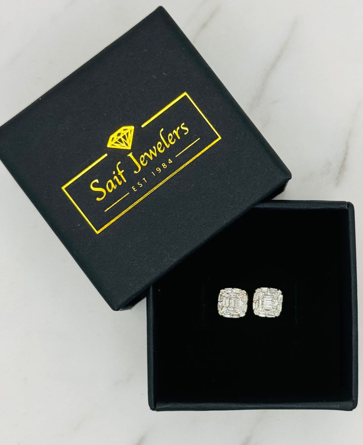 10K GOLD SQUARE DIAMOND STUDS