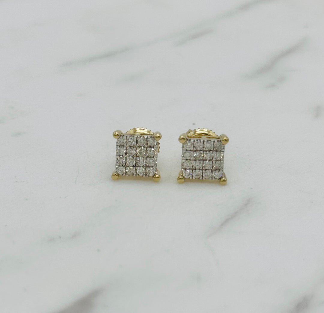 10K GOLD SQUARE DIAMOND STUDS