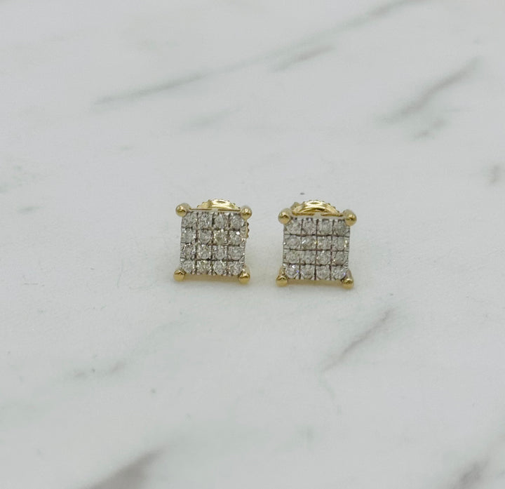 10K GOLD SQUARE DIAMOND STUDS