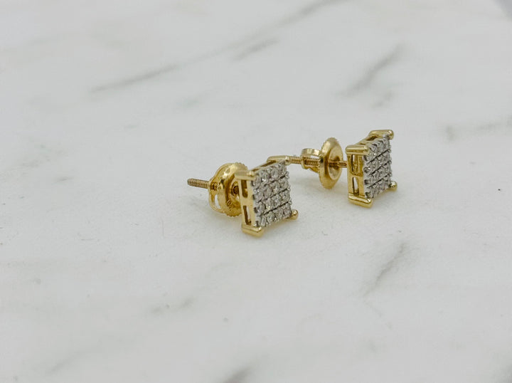 10K GOLD SQUARE DIAMOND STUDS