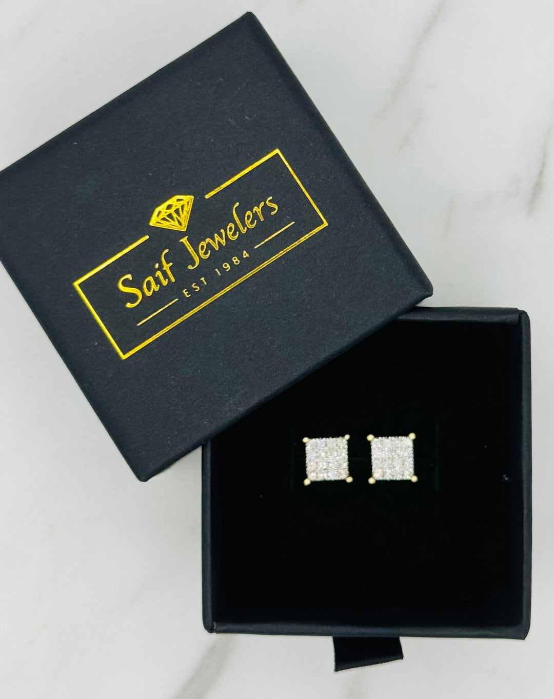10K GOLD SQUARE DIAMOND STUDS