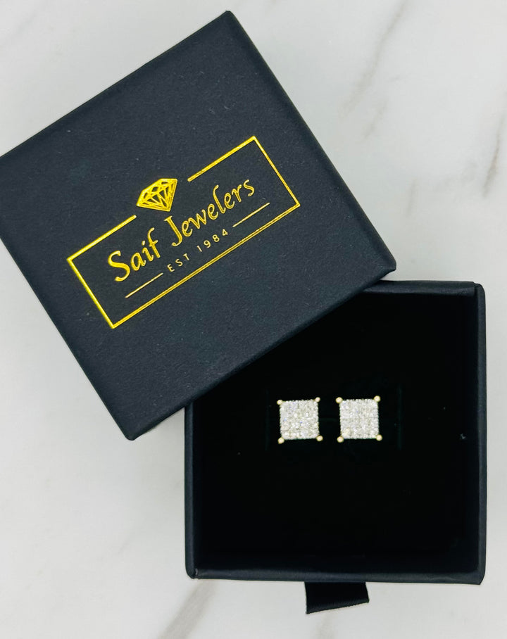 10K GOLD SQUARE DIAMOND STUDS