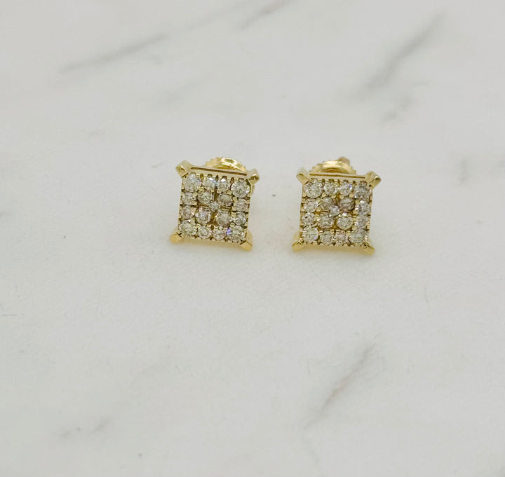 10K GOLD SQUARE DIAMOND STUDS