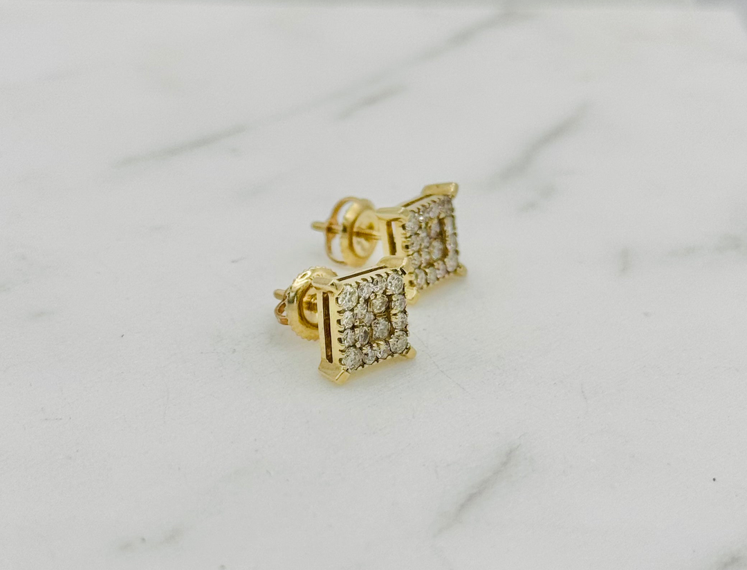 10K GOLD SQUARE DIAMOND STUDS