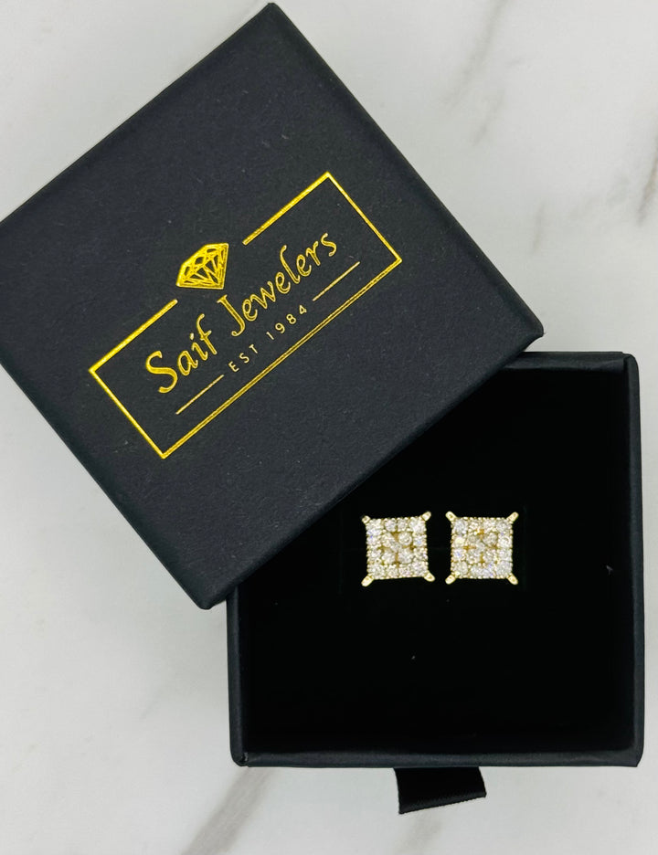 10K GOLD SQUARE DIAMOND STUDS