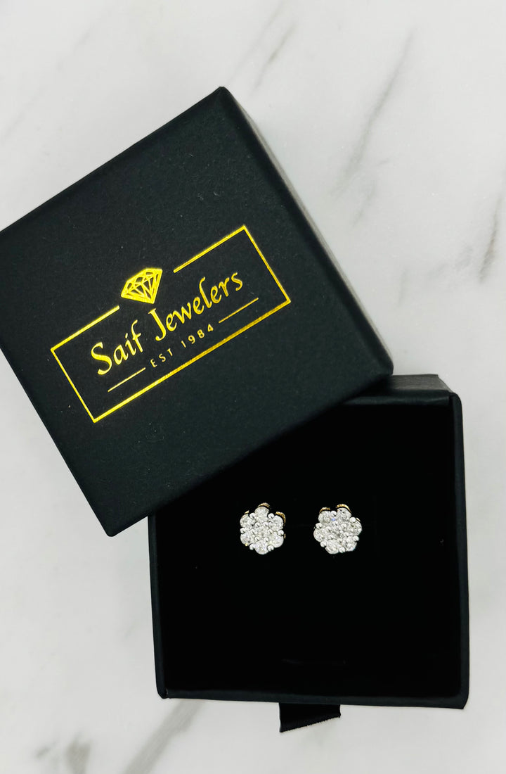 10K GOLD DIAMOND FLOWER STUDS