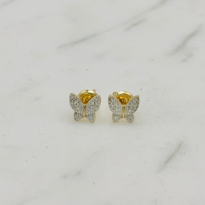 10K GOLD DIAMOND BUTTERFLY STUDS
