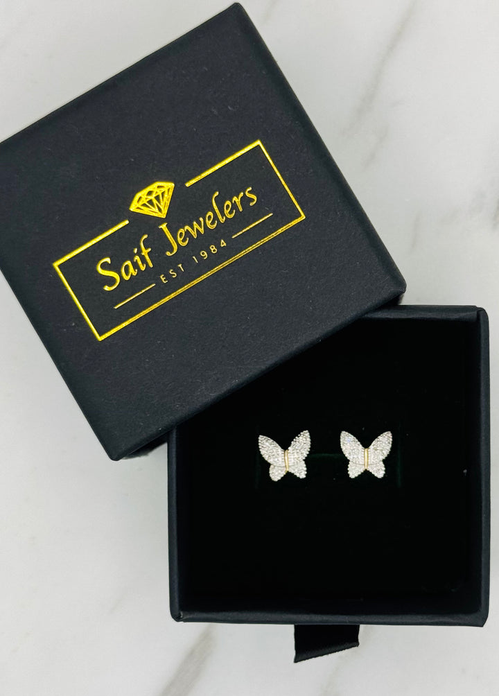 10K GOLD DIAMOND BUTTERFLY STUDS