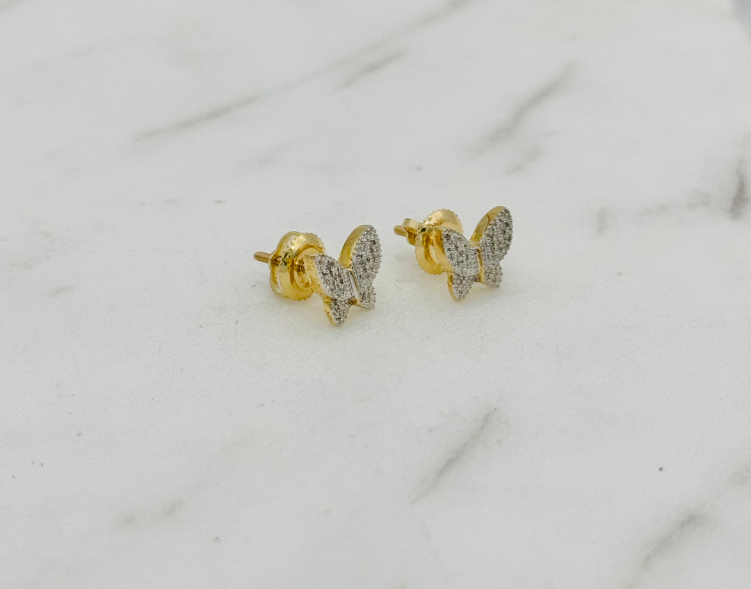 10K GOLD DIAMOND BUTTERFLY STUDS