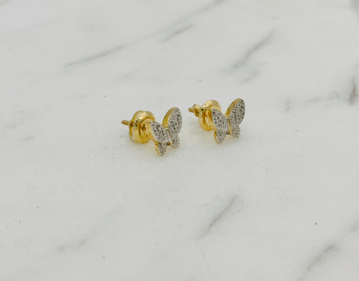 10K GOLD DIAMOND BUTTERFLY STUDS