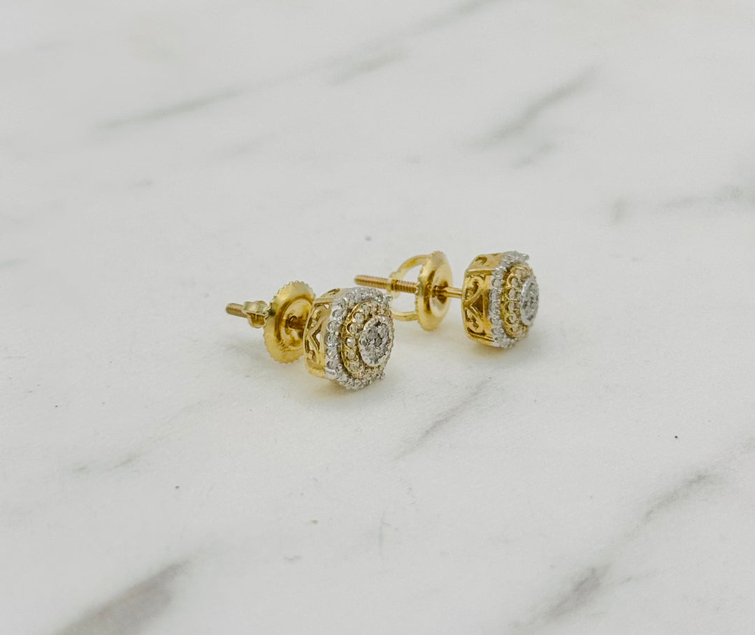 10K GOLD DIAMOND ROUND STUDS