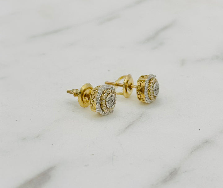 10K GOLD DIAMOND ROUND STUDS