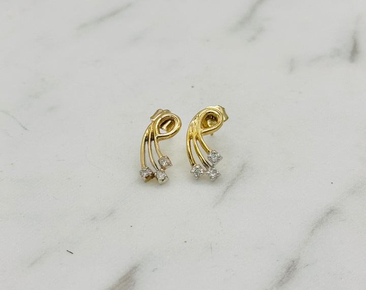 14K GOLD SWIRL DIAMOND STUDS